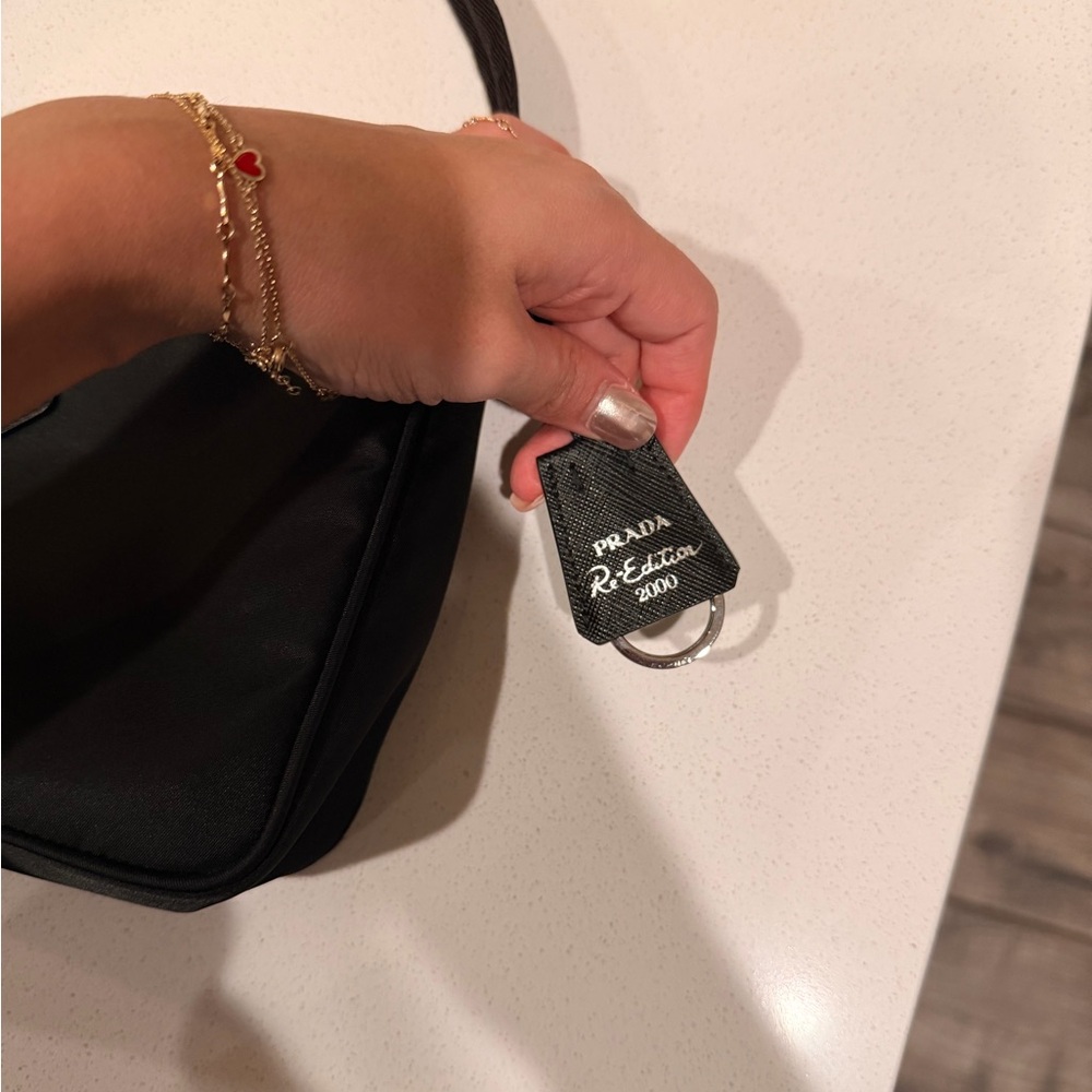 Prada Black Nylon Shoulder Bag with Triangle Logo - Picture 3 of 6